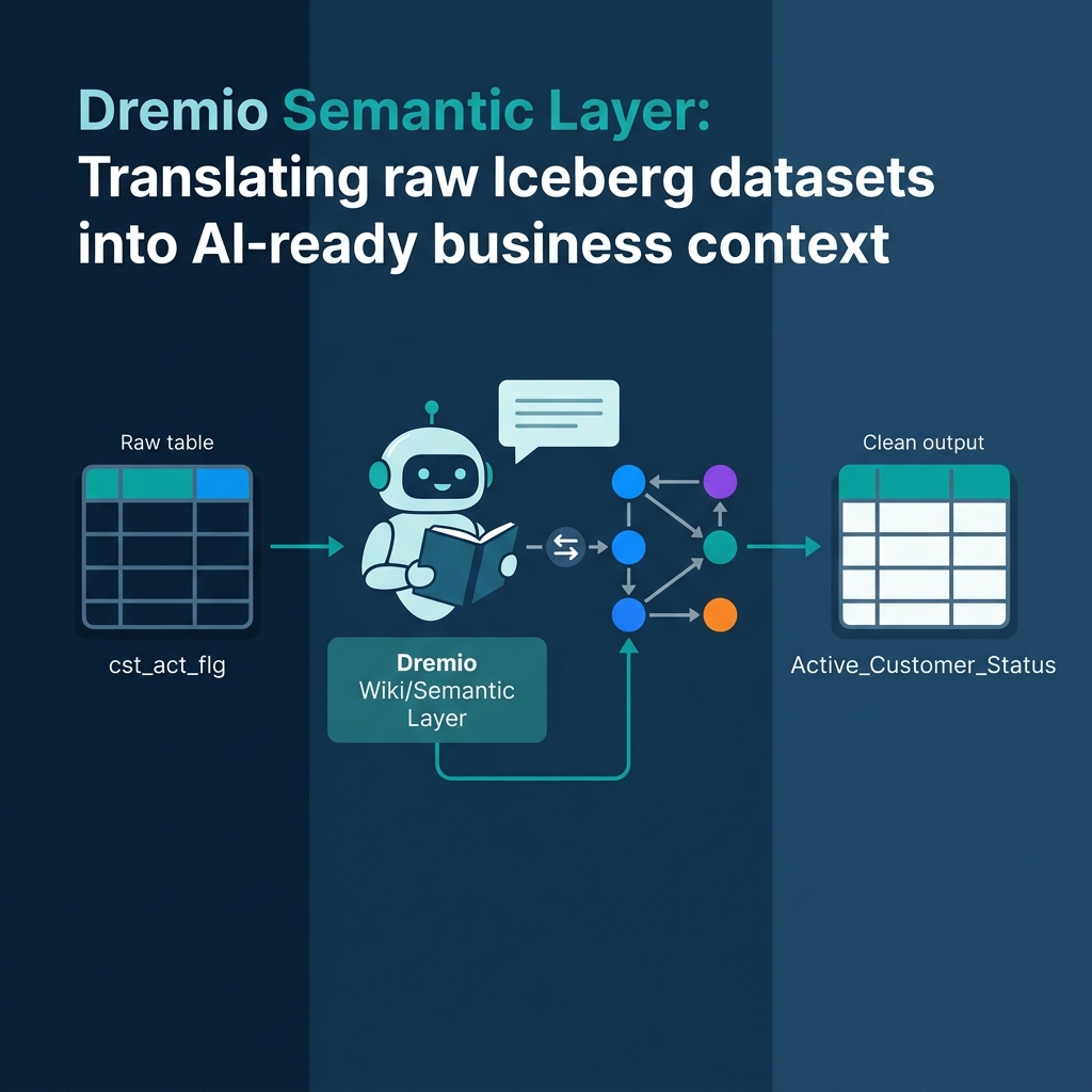 The Semantic layer translating raw Iceberg datasets into AI-ready business context